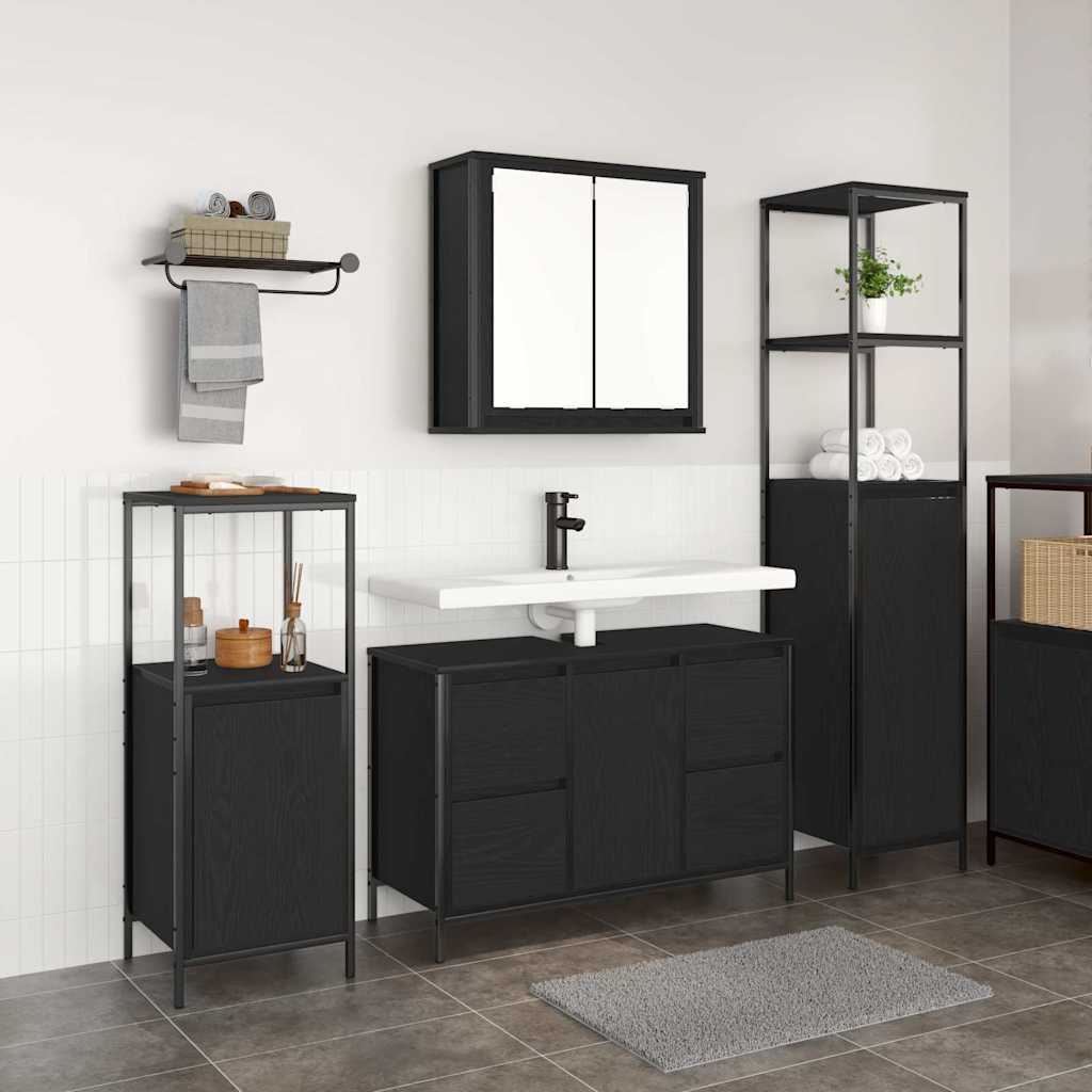 Badezimmermöbel Set 3 pcs Schwarze Eiche 36 x 35 x 165 cm