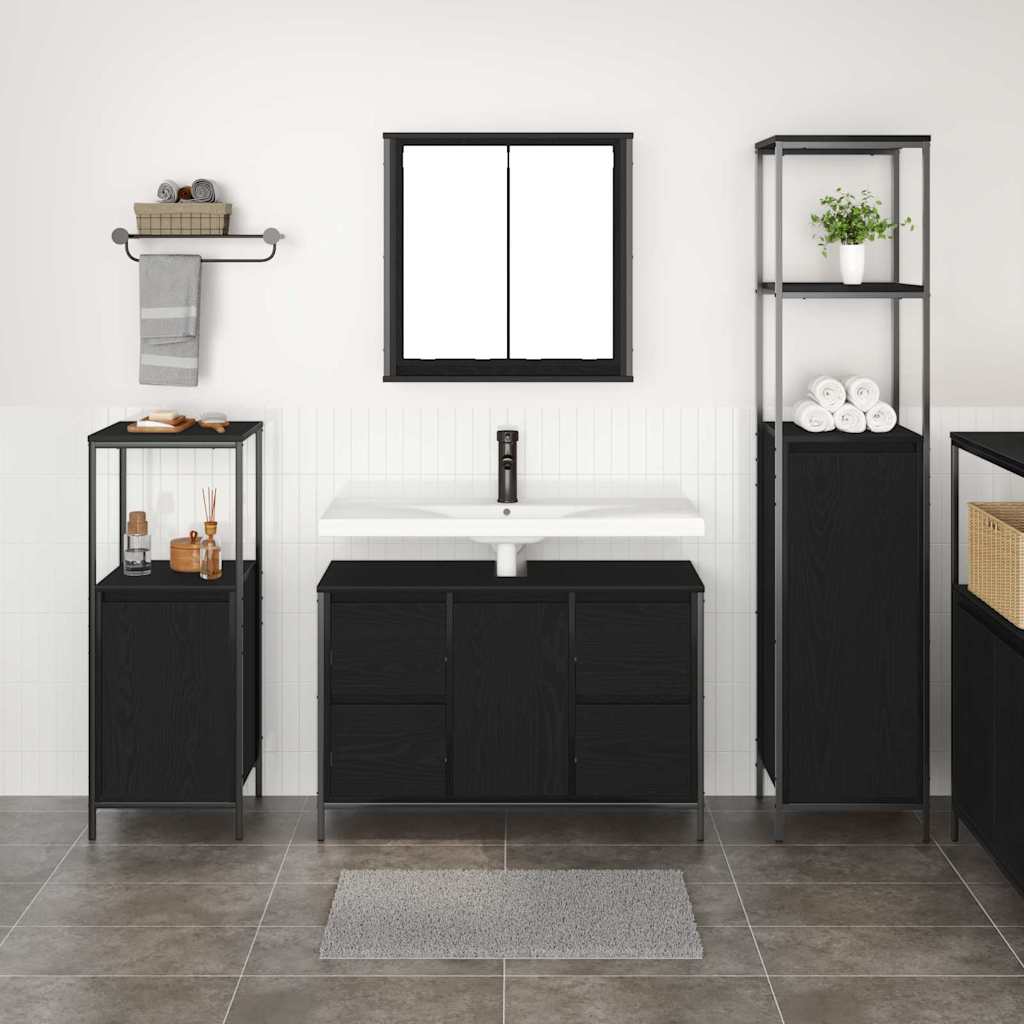 Badezimmermöbel Set 3 pcs Schwarze Eiche 36 x 35 x 165 cm