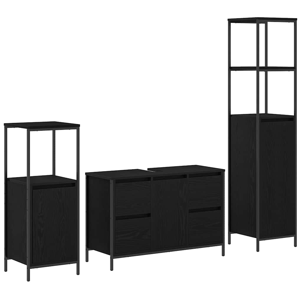 Badezimmermöbel Set 3 pcs Schwarze Eiche 36 x 35 x 165 cm