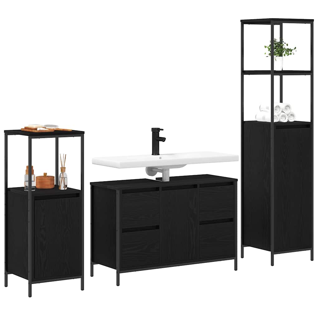 Badezimmermöbel Set 3 pcs Schwarze Eiche 36 x 35 x 165 cm