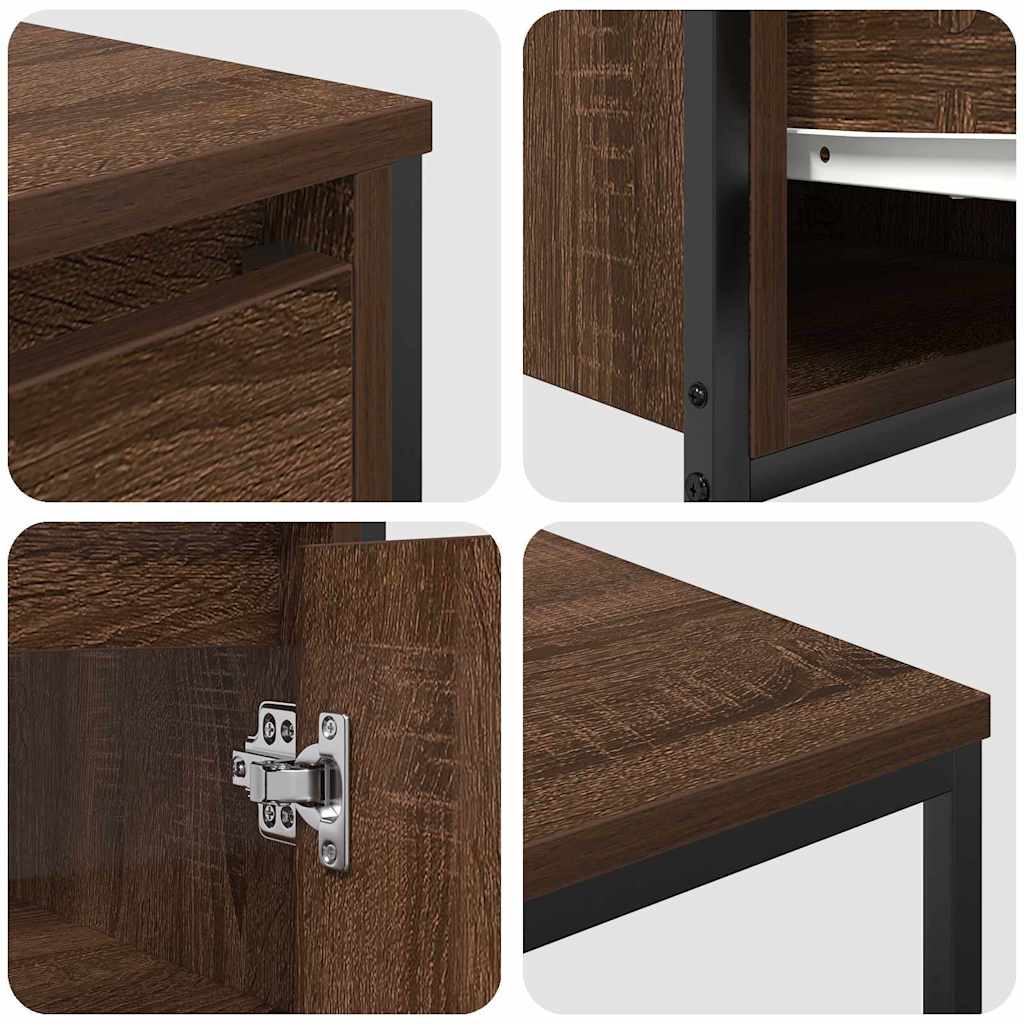 Badezimmermöbel Set mit Regal 3 pcs Braun Eiche und Schwarz