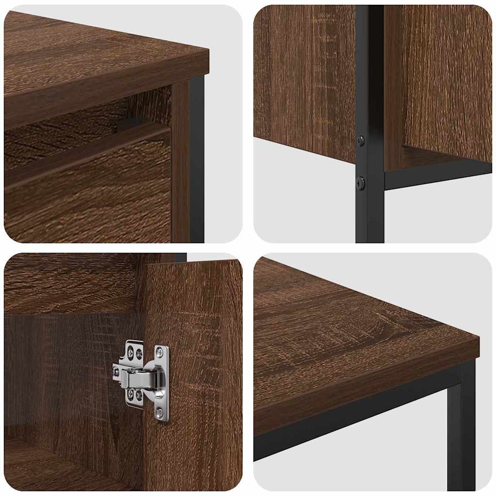Badezimmermöbel Set mit Regal 3 pcs Braun Eiche und Schwarz