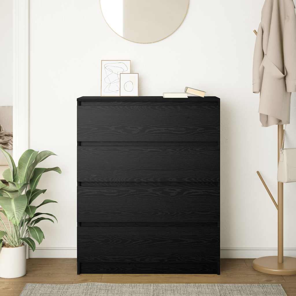 Sideboard Black Oak Look 80x35x99 cm Wood Material
