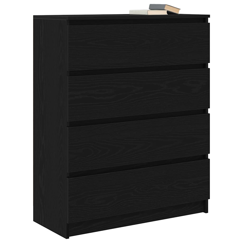 Sideboard Black Oak Look 80x35x99 cm Wood Material