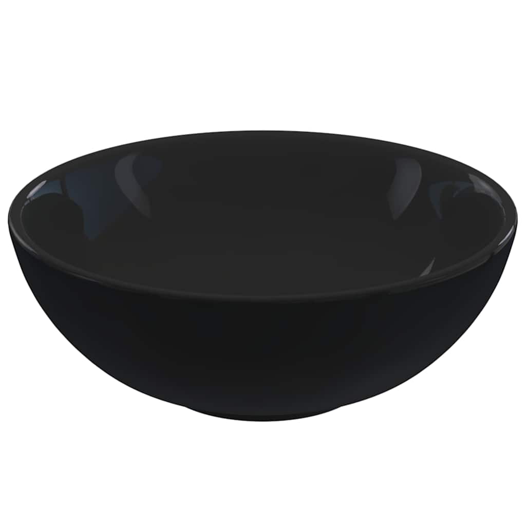 Waschbecken Schwarz Glänzend Ø28x10 cm Keramik