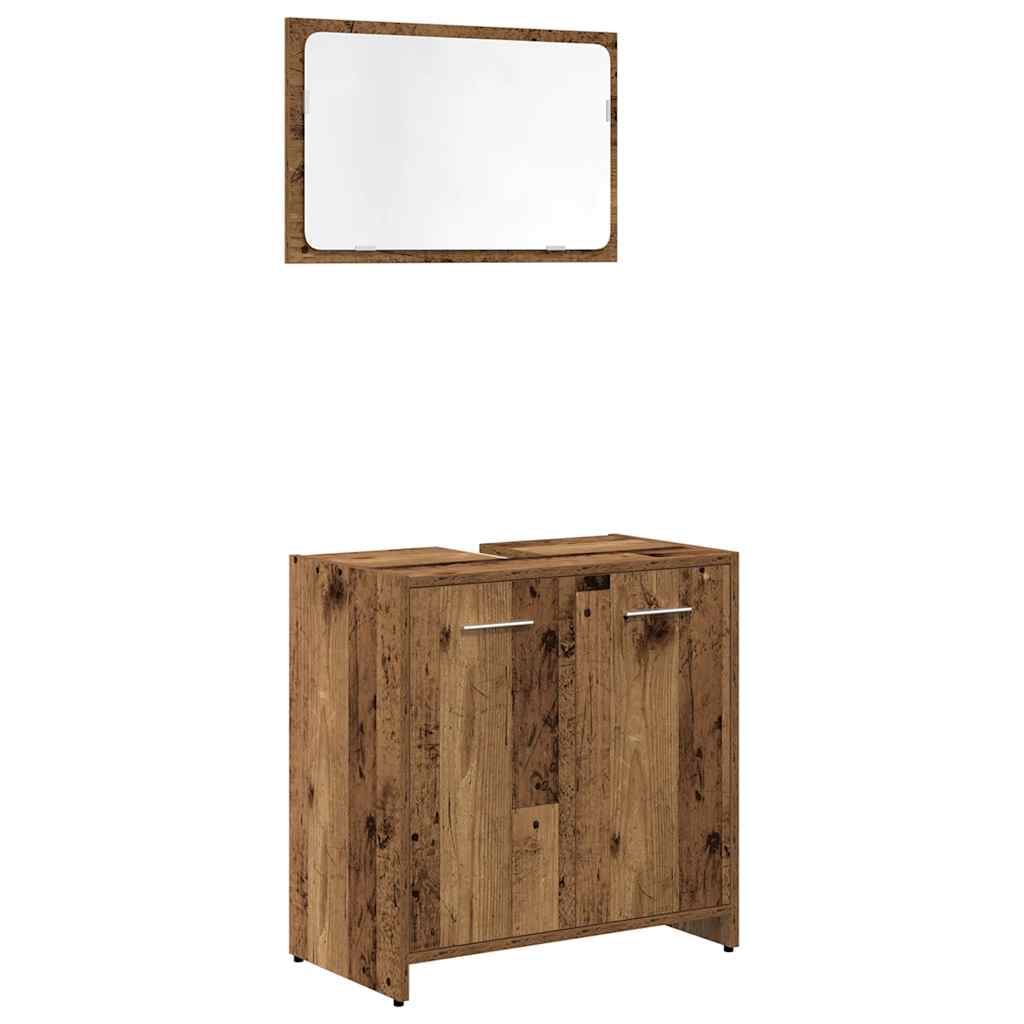 3-piece bathroom furniture set in reclaimed wood look