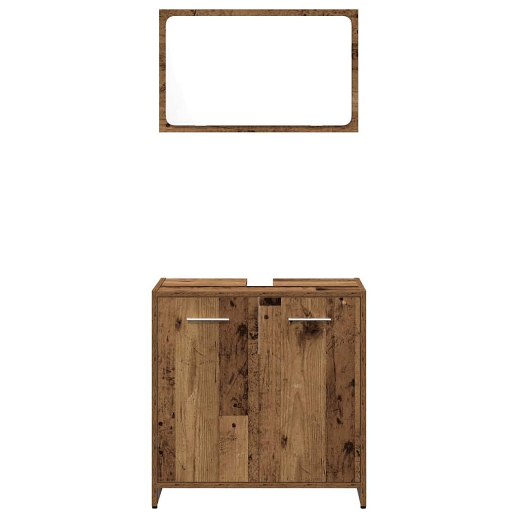 3-piece bathroom furniture set in reclaimed wood look