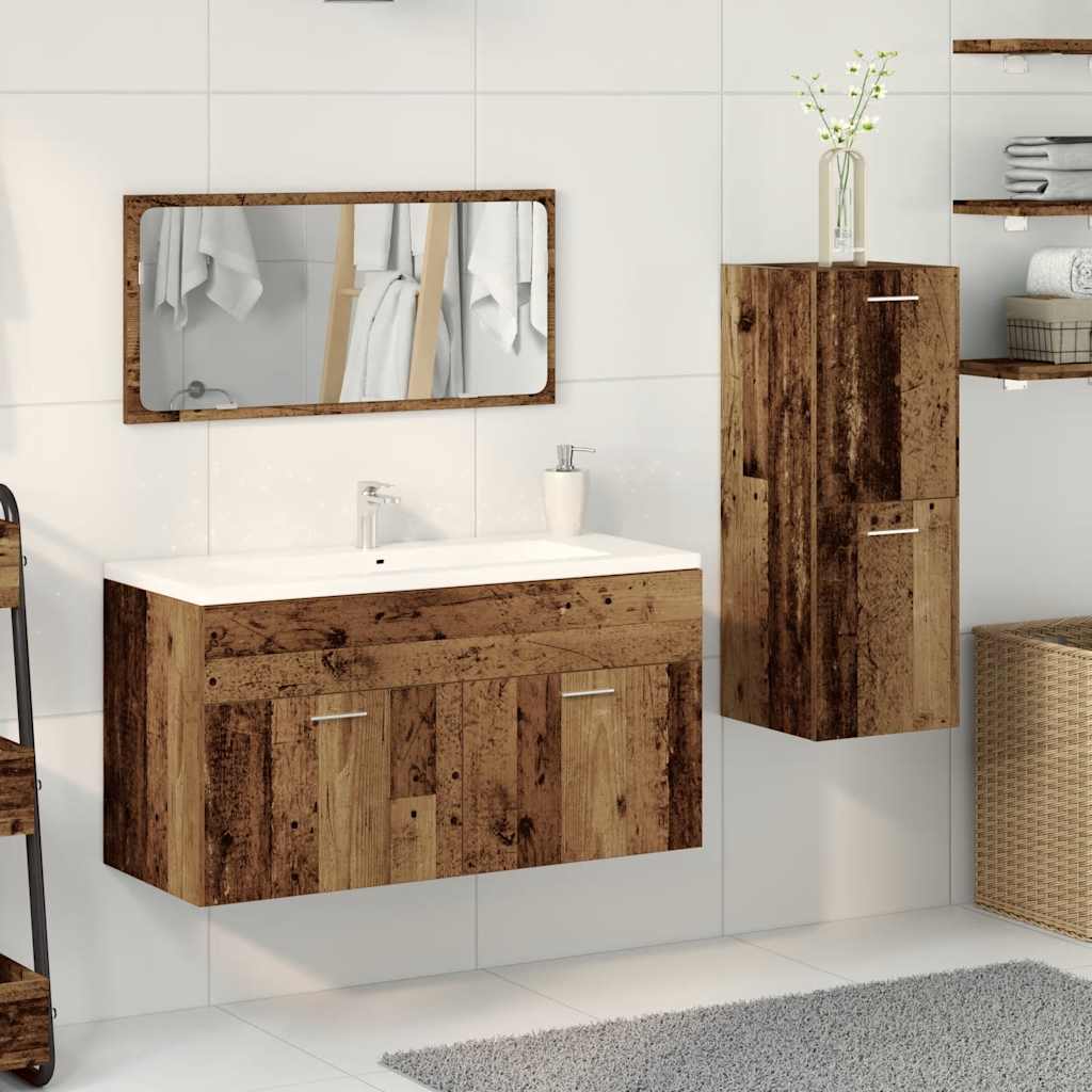 3-piece bathroom furniture set in reclaimed wood look