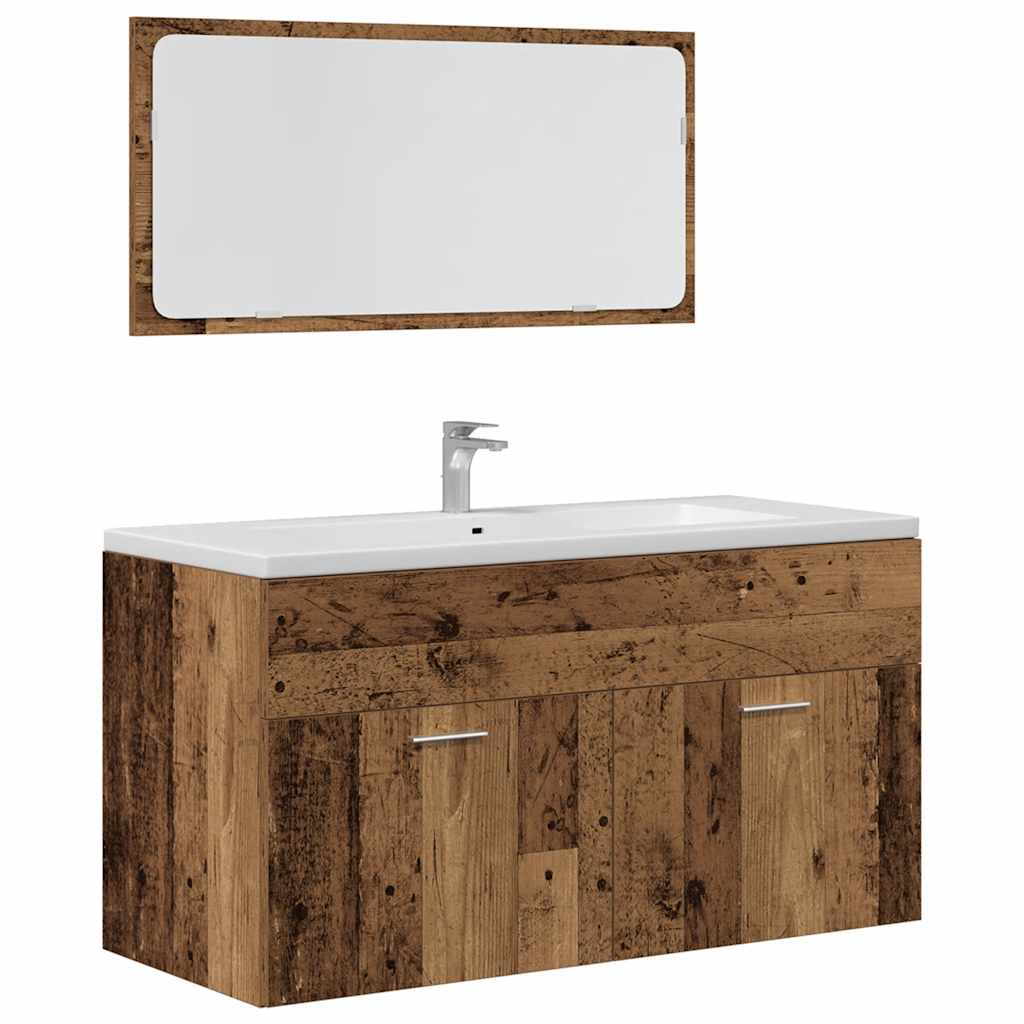 3-piece bathroom furniture set in reclaimed wood look
