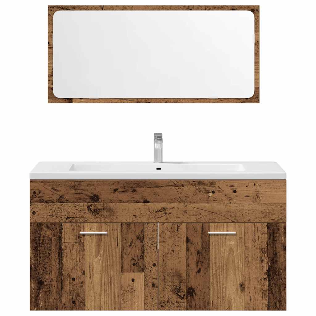 3-piece bathroom furniture set in reclaimed wood look