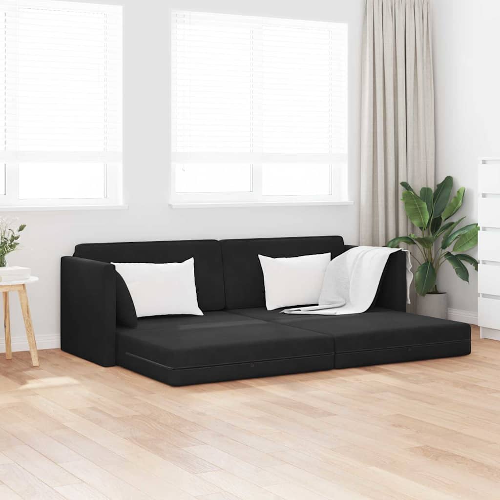 Boden-Schlafsofa Schwarz 213 x 76 x 77 cm Samt