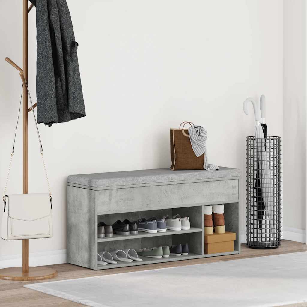 Schuhbank Betongrau 102x30,5x45 cm Holzwerkstoff