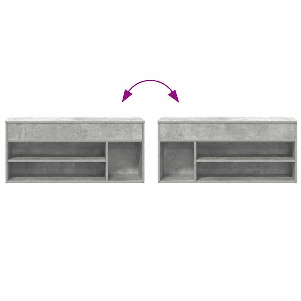 Schuhbank Betongrau 102x30,5x45 cm Holzwerkstoff