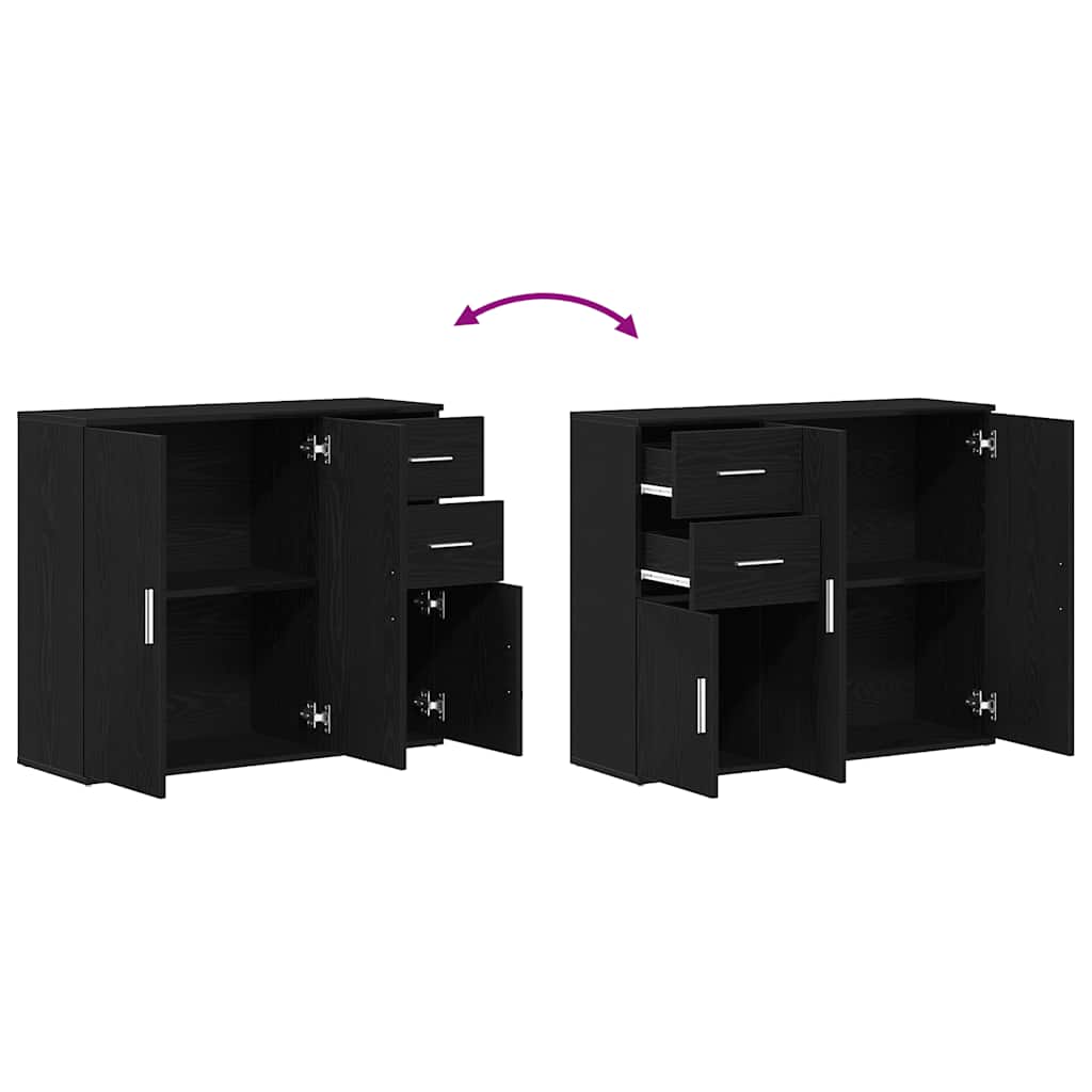 Sideboard Schwarz Eichen-Optik 91x29,5x75 cm Holzwerkstoff