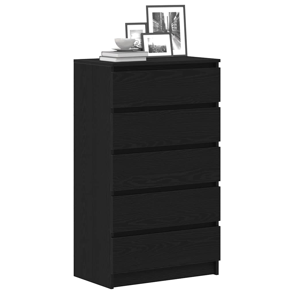 Schubladenschrank Schwarz Eichen-Optik 60x36x103 cm