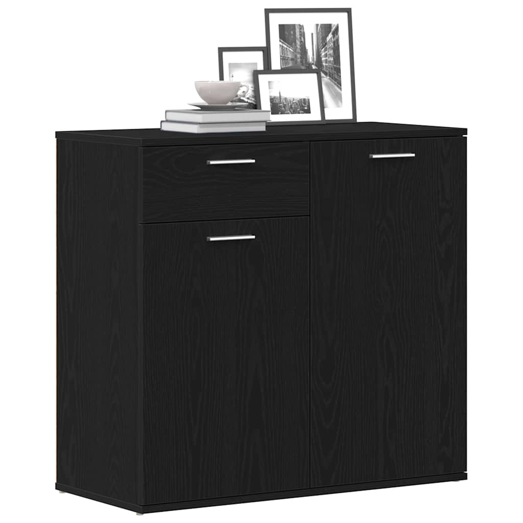 Sideboard Black Oak Look 80x36x75 cm Wood Material