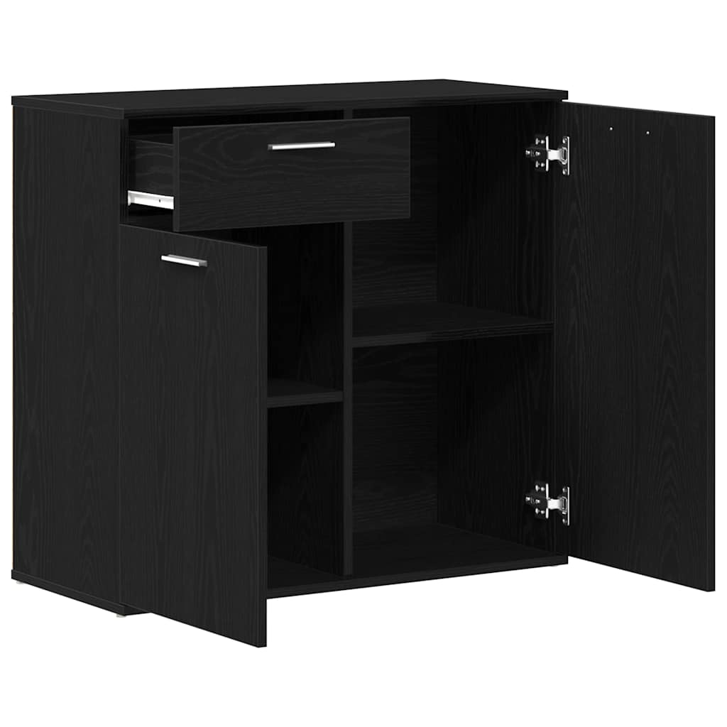 Sideboard Black Oak Look 80x36x75 cm Wood Material