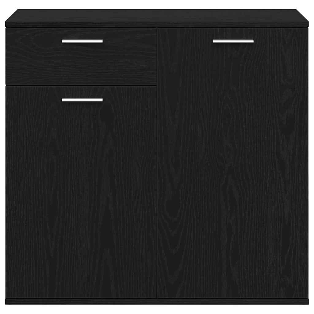 Sideboard Black Oak Look 80x36x75 cm Wood Material
