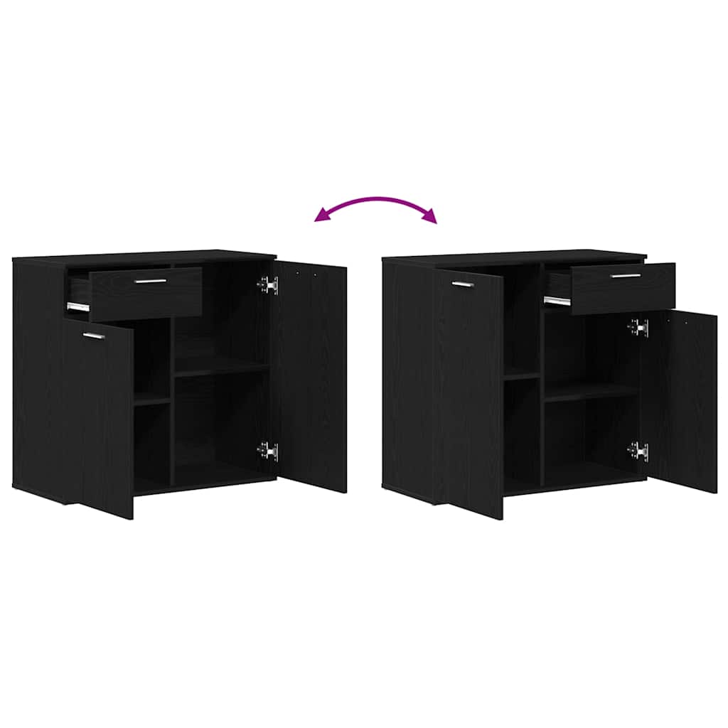 Sideboard Black Oak Look 80x36x75 cm Wood Material