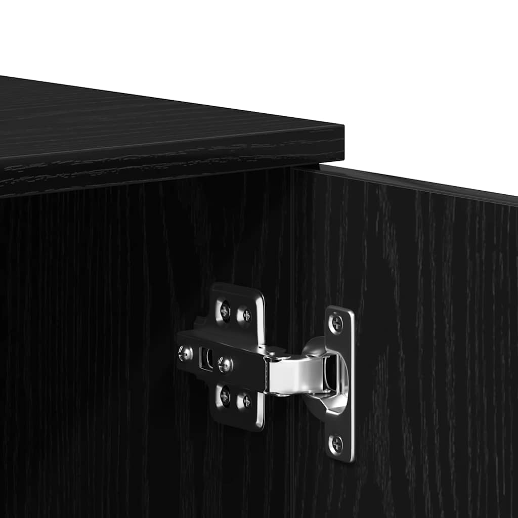 Sideboard Black Oak Look 80x36x75 cm Wood Material