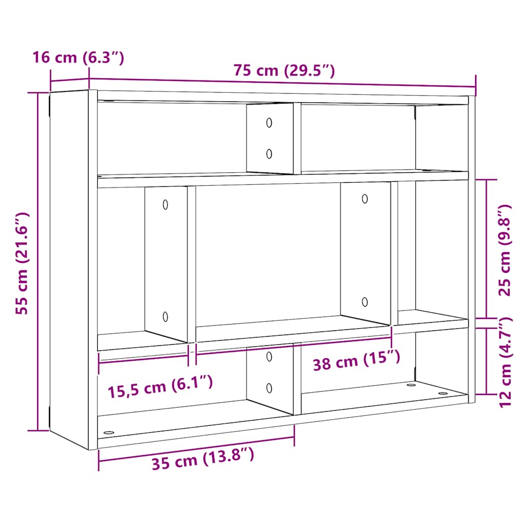 Wall shelf old wood look 75x16x55 cm wood material