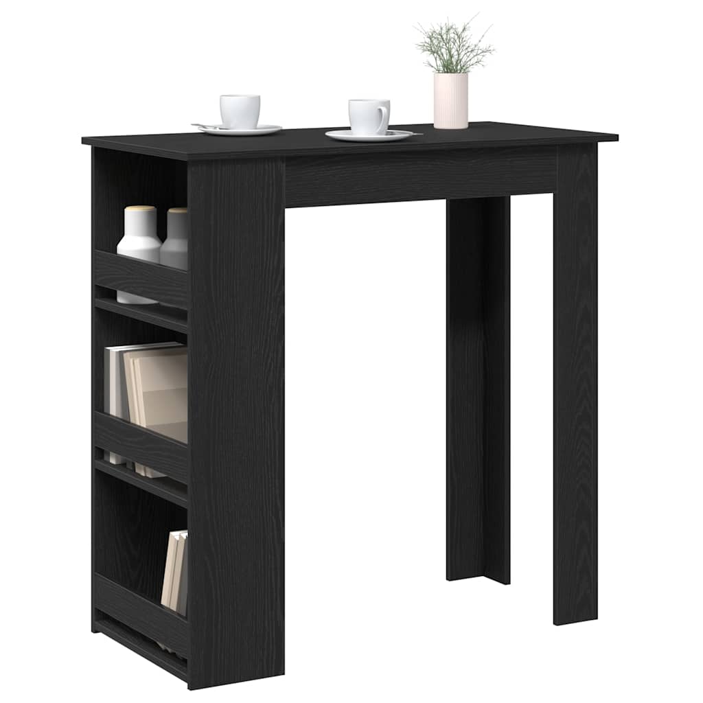 Bartisch mit Regal Schwarz Eichen-Optik 102x50x103,5 cm