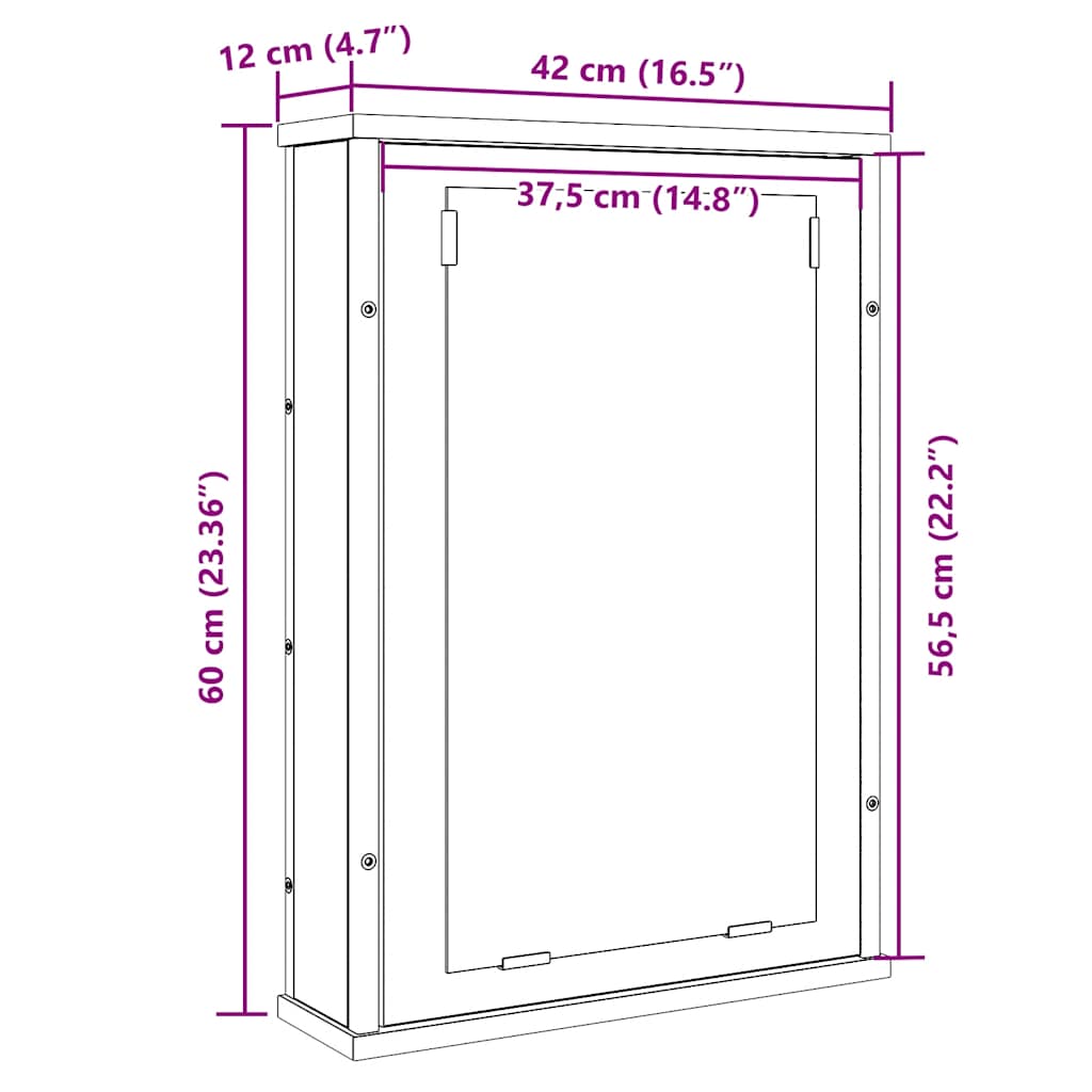 Bad-Spiegelschrank Artisan-Eiche 42x12x60 cm Holzwerkstoff