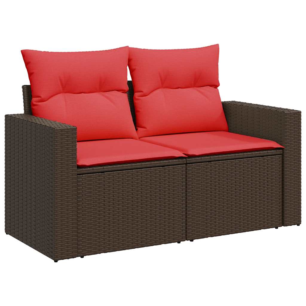 5-tlg. Garten-Sofagarnitur mit Kissen Braun Poly Rattan Akazie