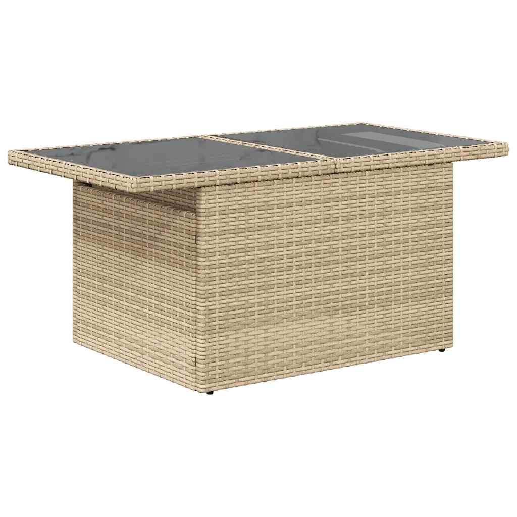 8-piece garden sofa set with cushions, beige poly rattan