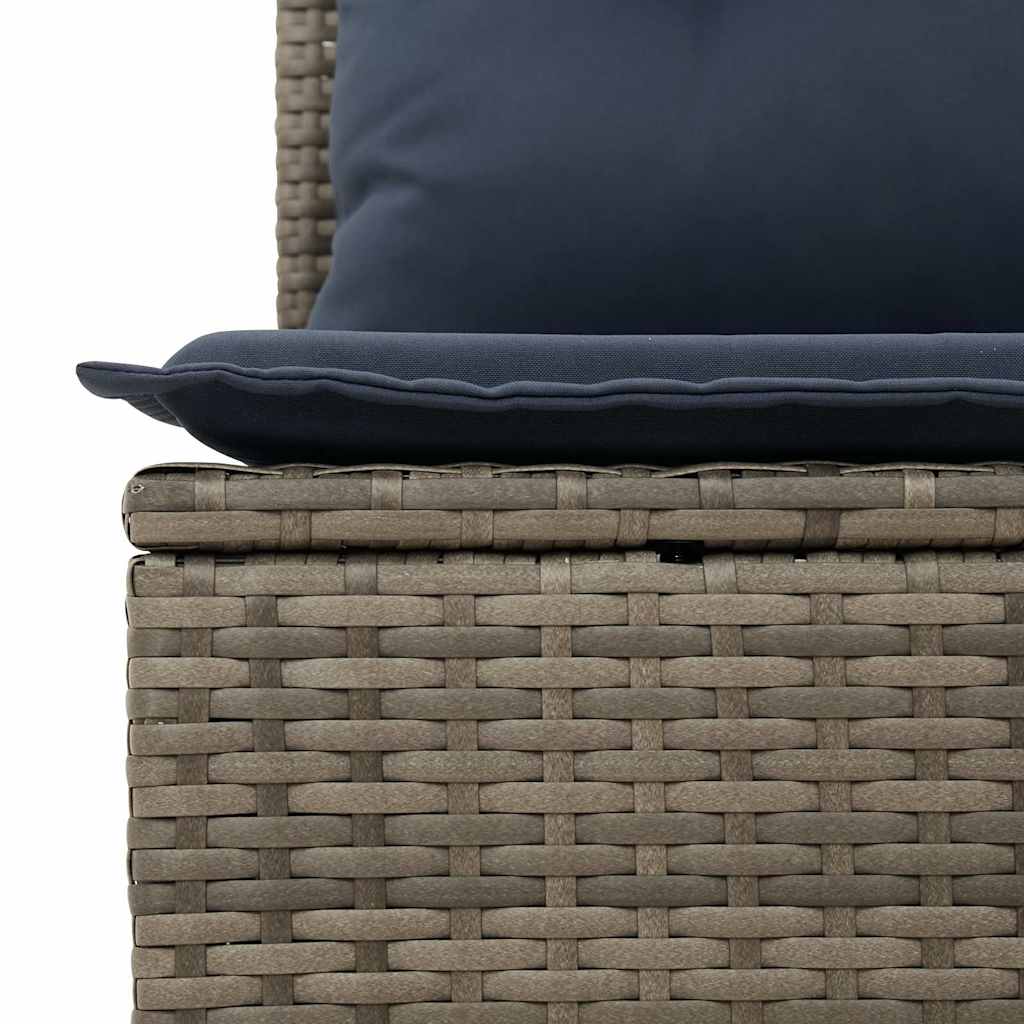 8-tlg. Garten-Sofagarnitur mit Kissen Grau Poly Rattan Akazie