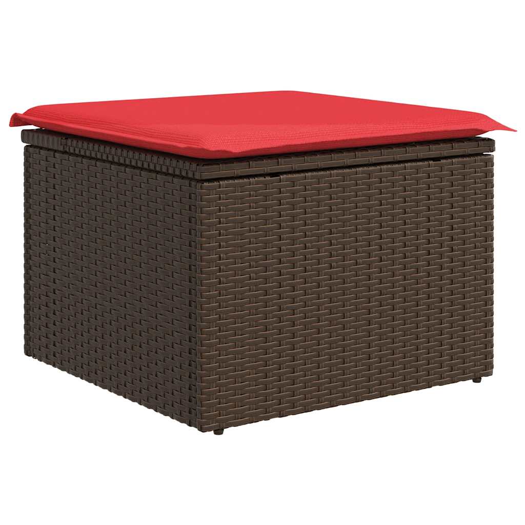 6-piece garden sofa set with cushions, brown, poly rattan, acacia