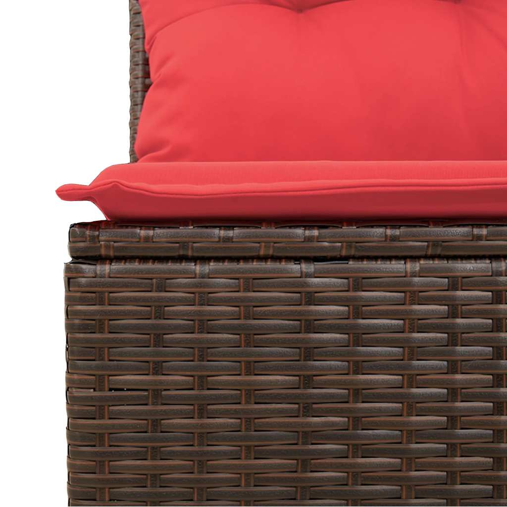6-piece garden sofa set with cushions, brown, poly rattan, acacia