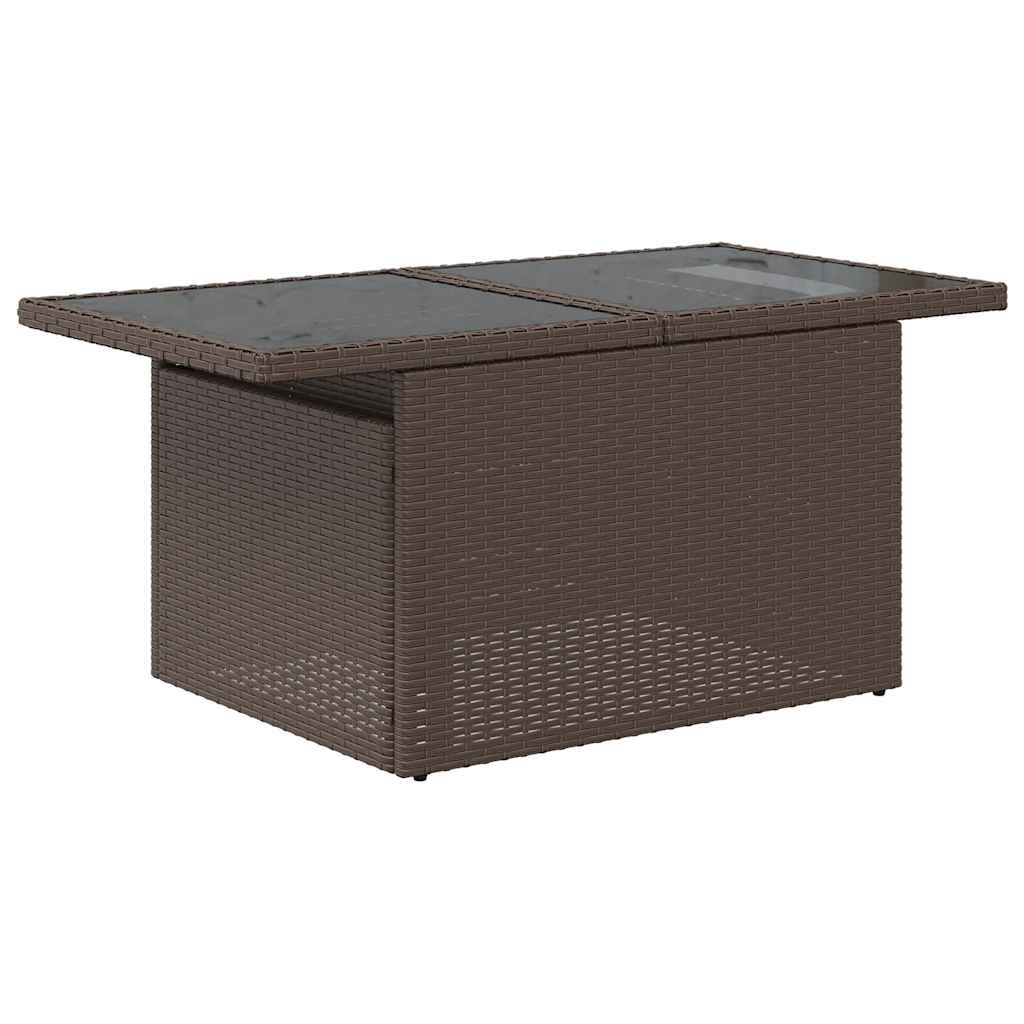 5-piece garden sofa set with cushions, brown poly rattan