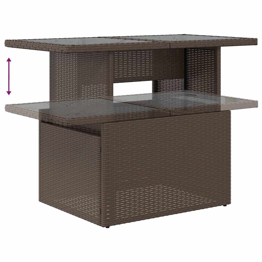 7-tlg. Garten-Sofagarnitur mit Kissen Grau Poly Rattan Akazie