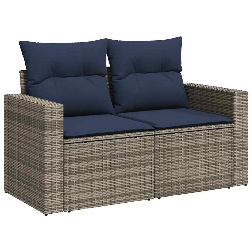 11-piece garden sofa set with cushions, black poly rattan