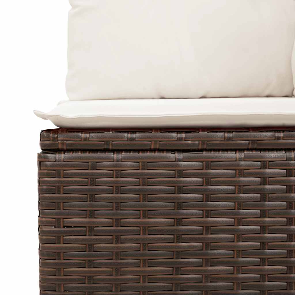 11-piece garden sofa set with cushions, brown poly rattan