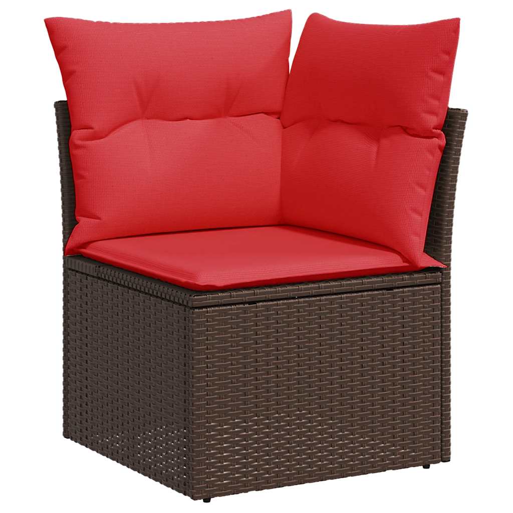 5-tlg. Garten-Sofagarnitur mit Kissen Braun Poly Rattan Akazie