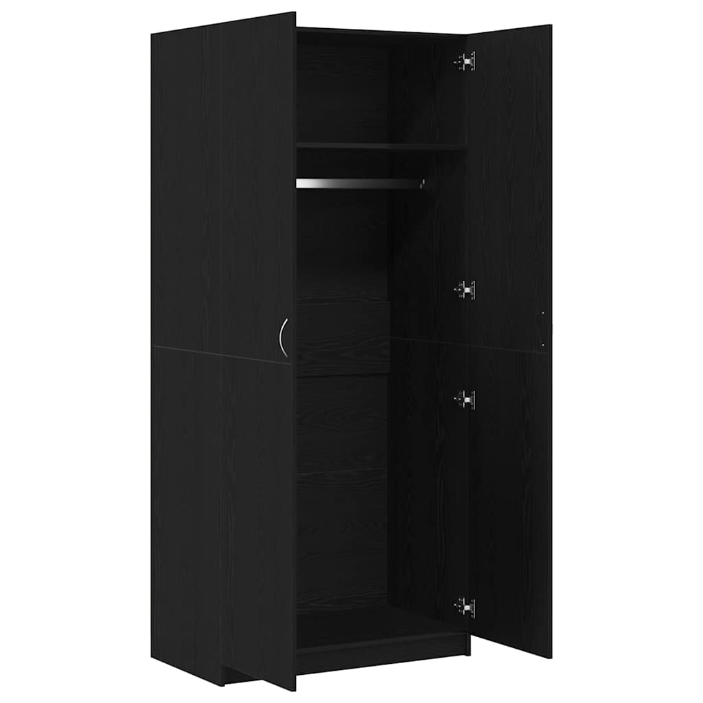 Kleiderschrank mit Tür Schwarz 90 x 52 x 200 cm Holzwerkstoff