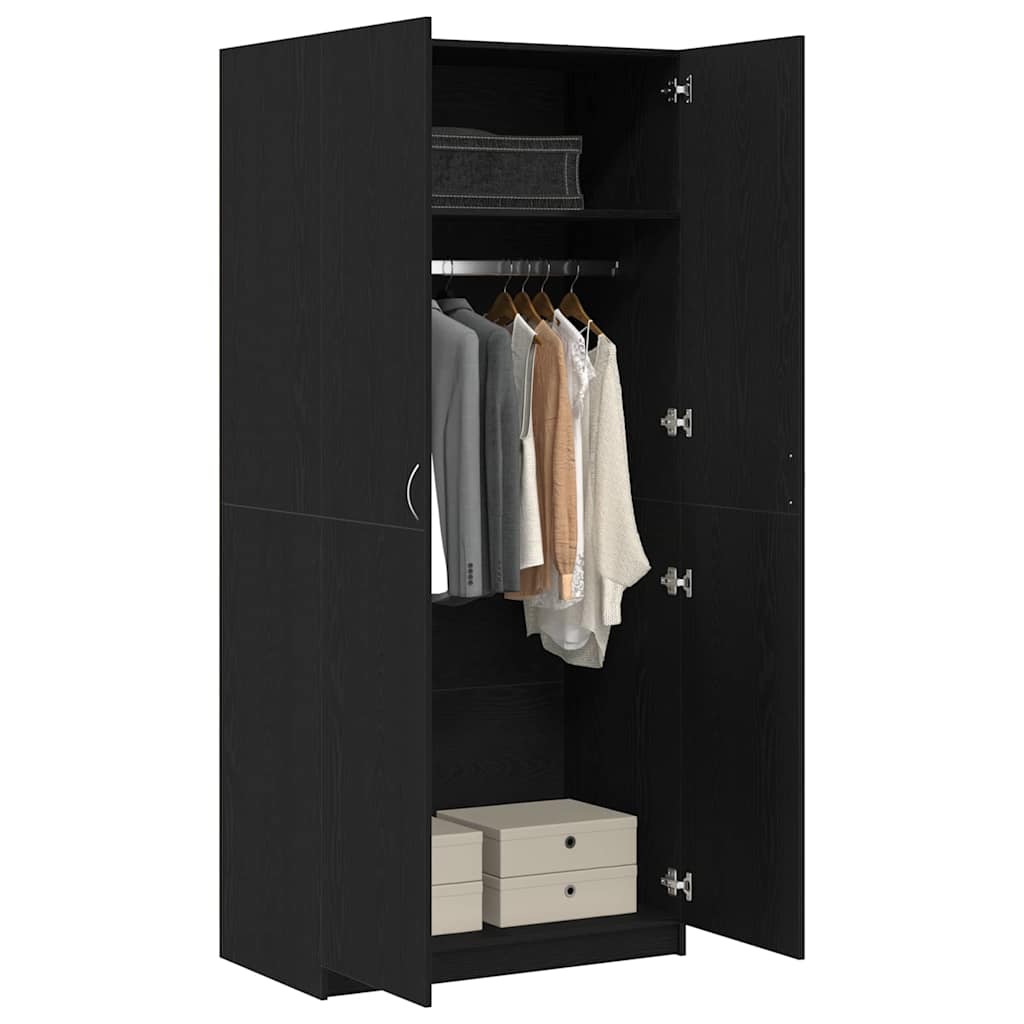 Kleiderschrank mit Tür Schwarz 90 x 52 x 200 cm Holzwerkstoff