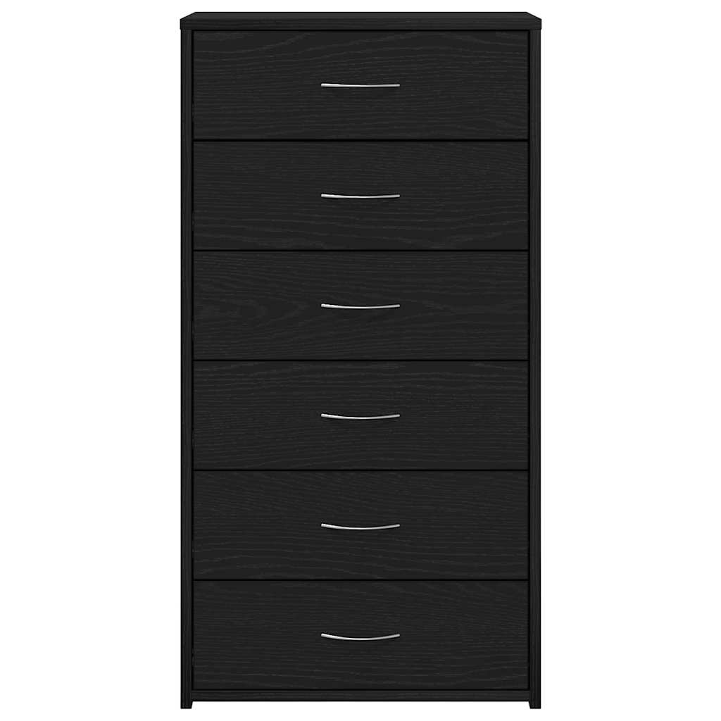 Sideboard mit 6 Schubladen Schwarz Eichen-Optik 50x34x96 cm