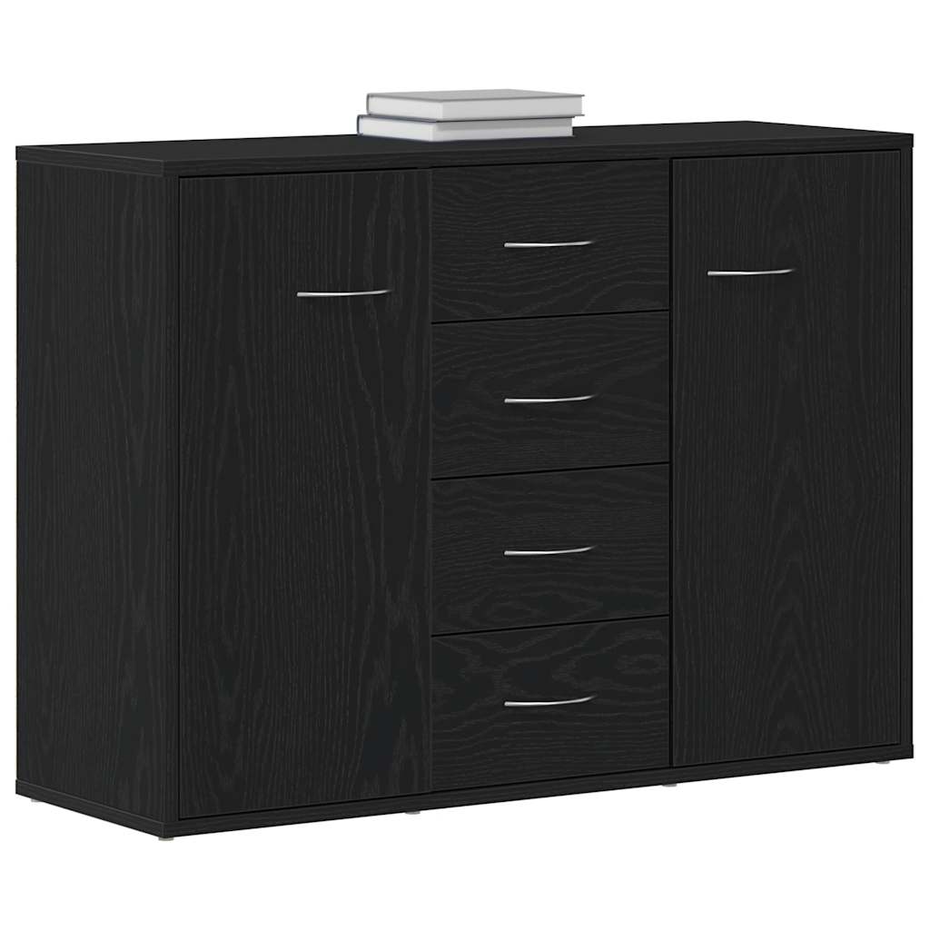 Sideboard Schwarz Eichen-Optik 88x30x64 cm Holzwerkstoff