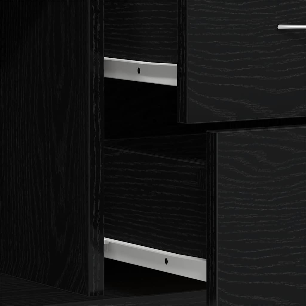 Sideboard Schwarz Eichen-Optik 88x30x64 cm Holzwerkstoff