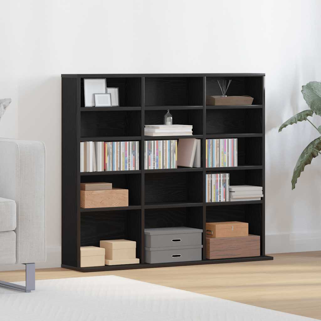CD-Schrank Schwarz Eichen-Optik 100x23x89,5 cm Holzwerkstoff