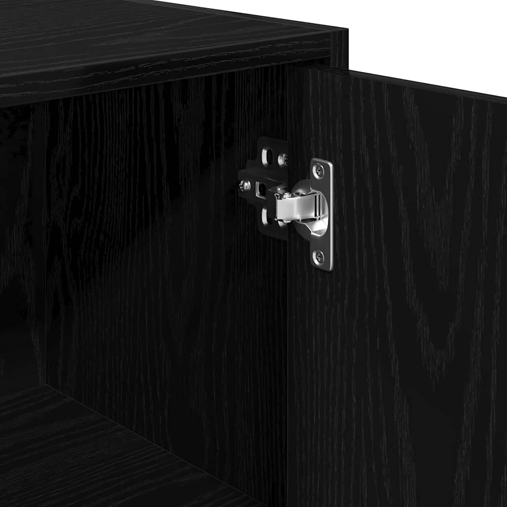 Badezimmerschrank mit Tür Schwarze Eiche 30 x 30 x 183,5 cm