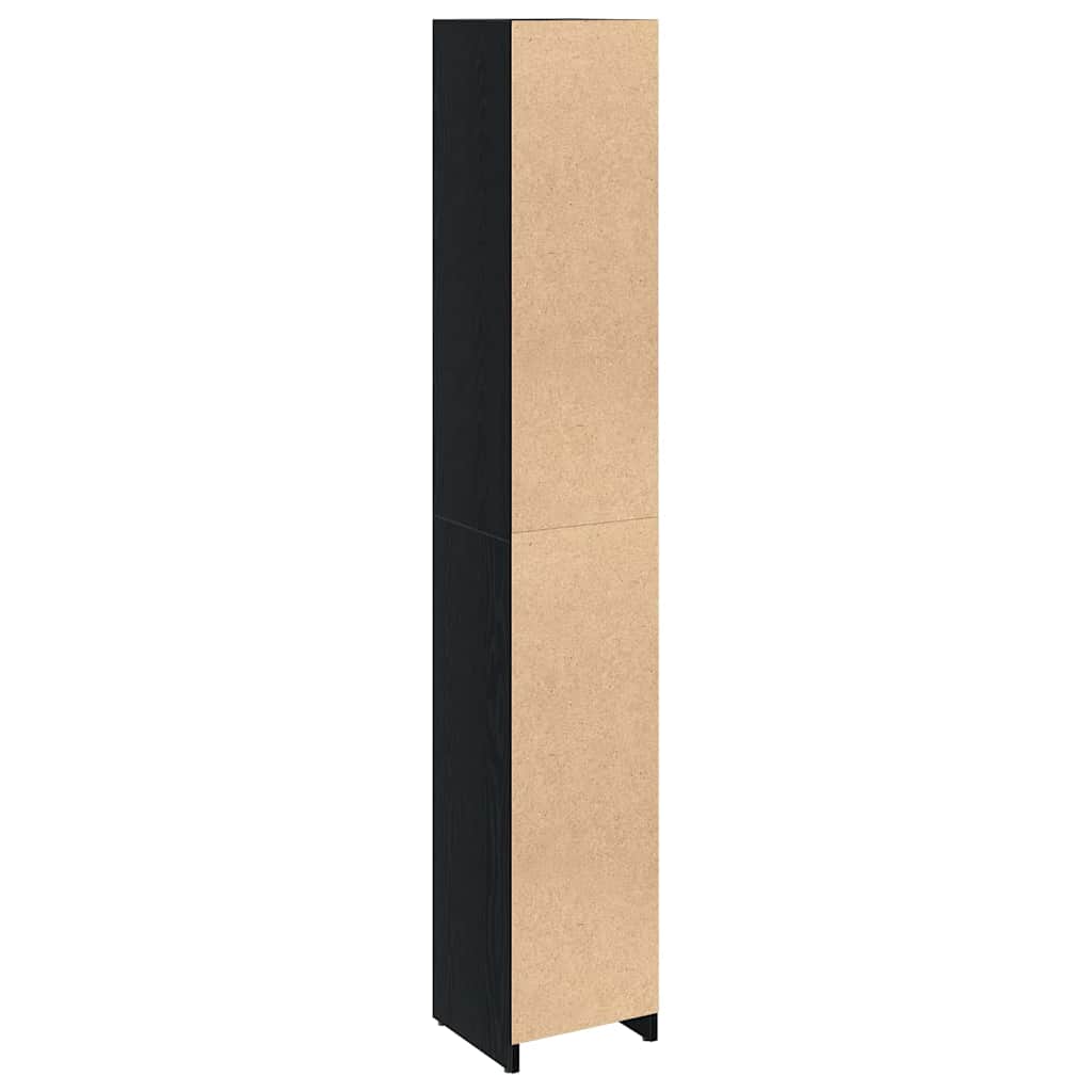 Badezimmerschrank mit Tür Schwarze Eiche 30 x 30 x 183,5 cm