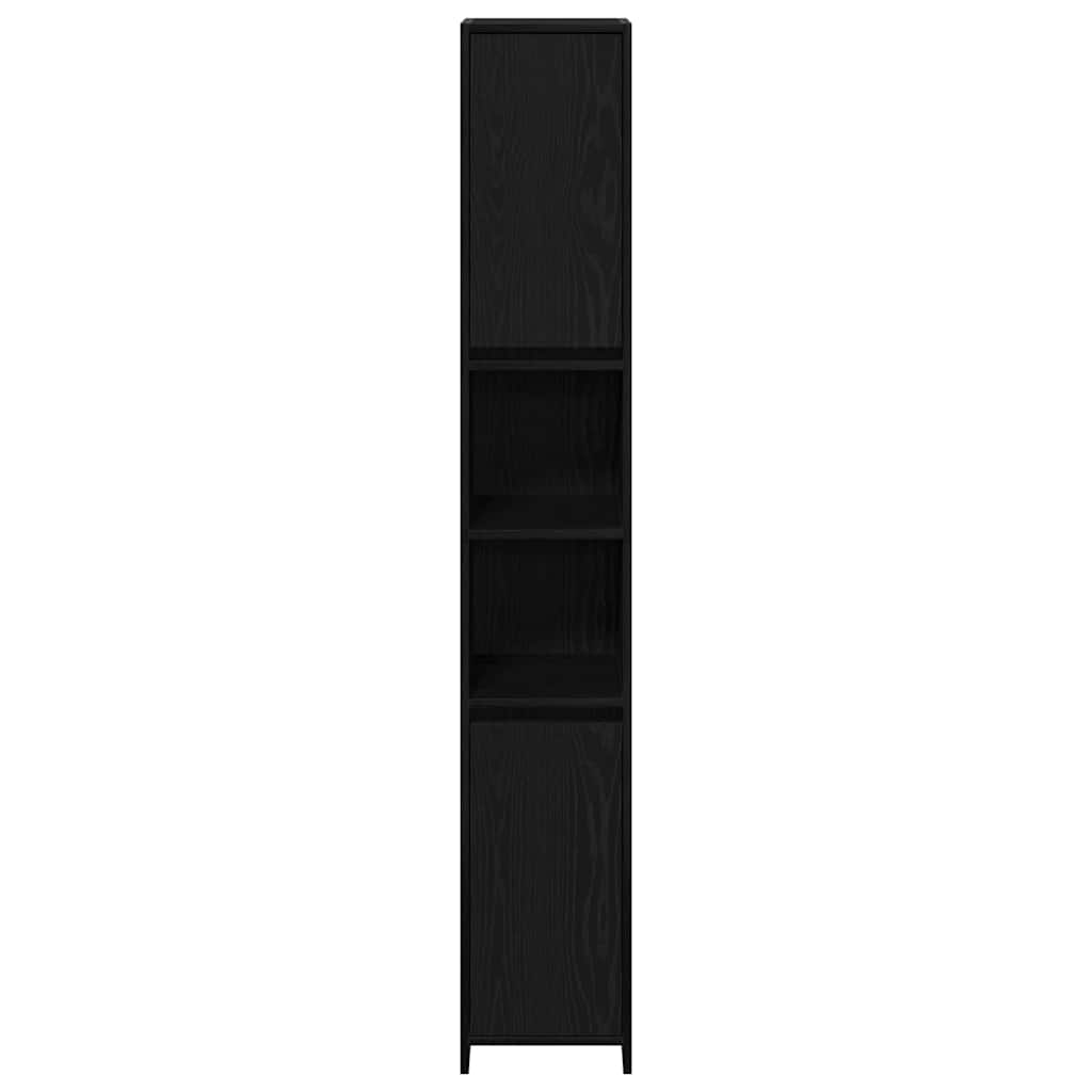 Badezimmerschrank mit Tür Schwarze Eiche 30 x 30 x 183,5 cm