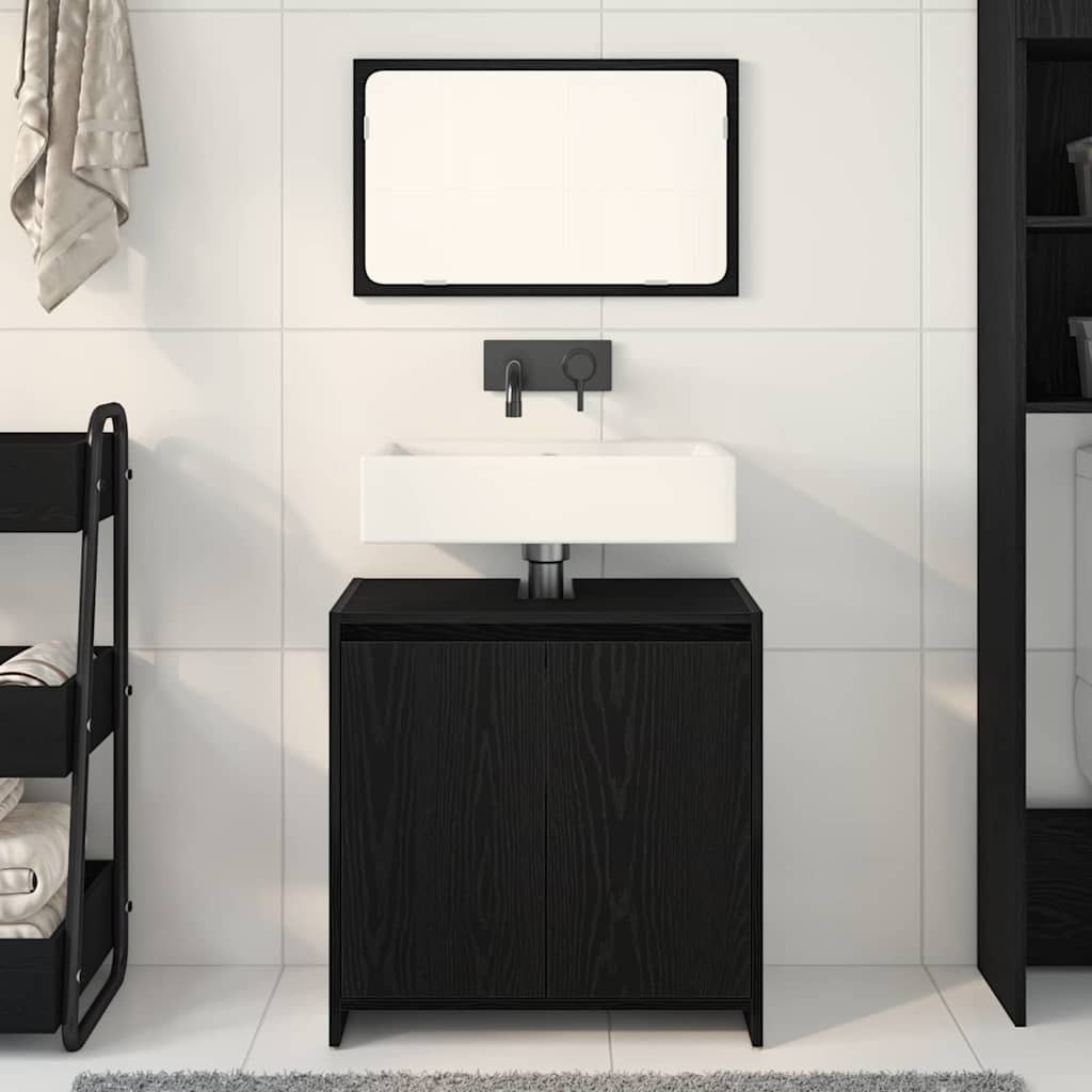 Badezimmerschrank Schwarze Eiche 60 x 33 x 61 cm Holzwerkstoff