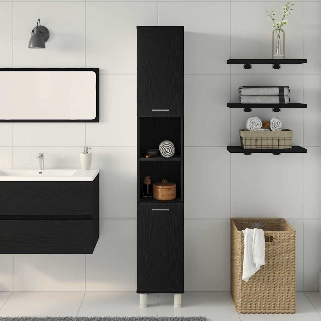 Badschrank Schwarze Eiche 30 x 30 x 179 cm Holzwerkstoff