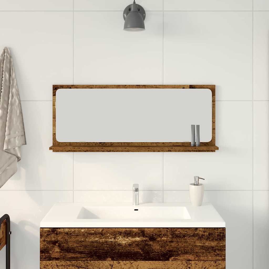 Spiegelregal mit Regal Altholz 90 x 10.5 x 37 cm Holzwerkstoff