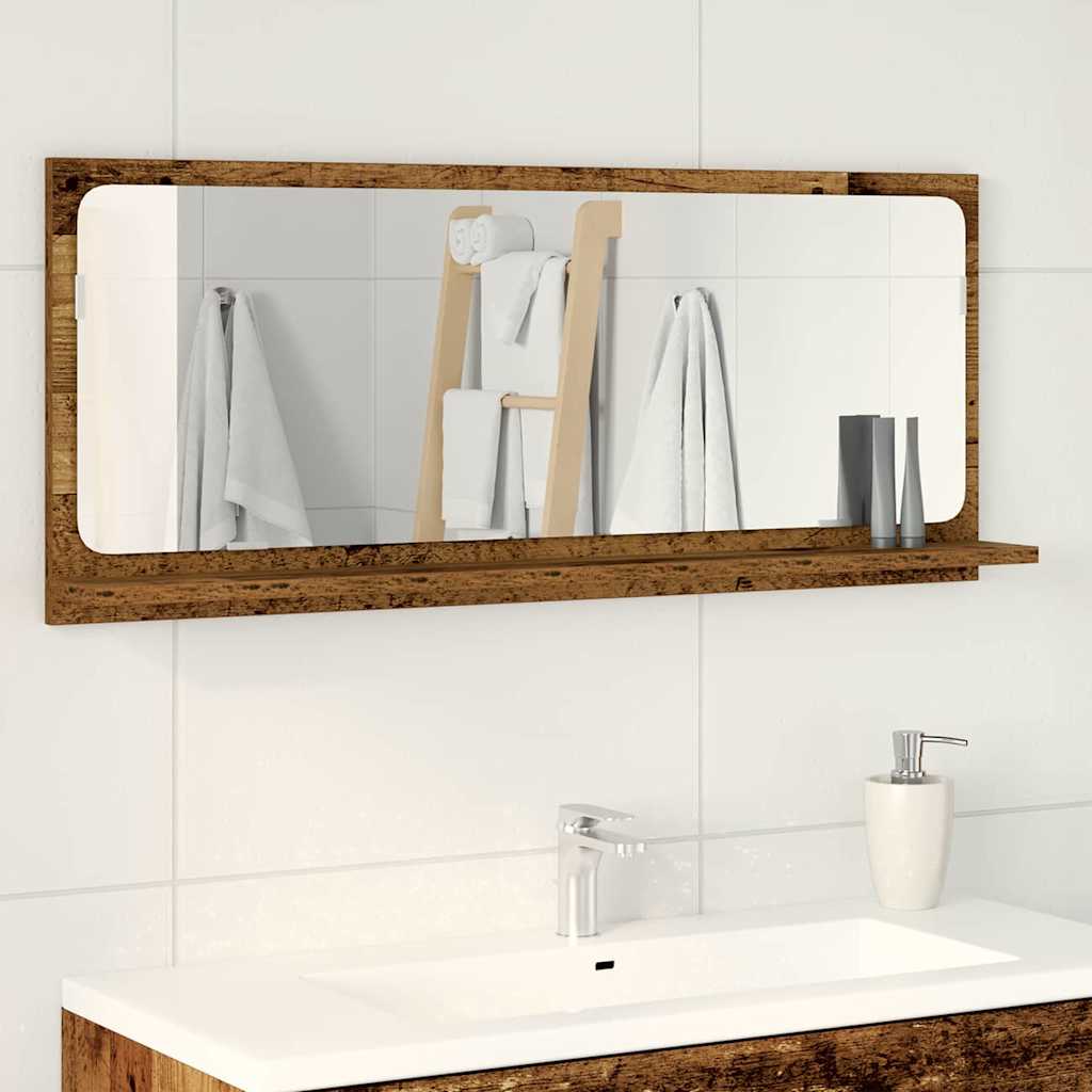Spiegelregal mit Regal Altholz 90 x 10.5 x 37 cm Holzwerkstoff
